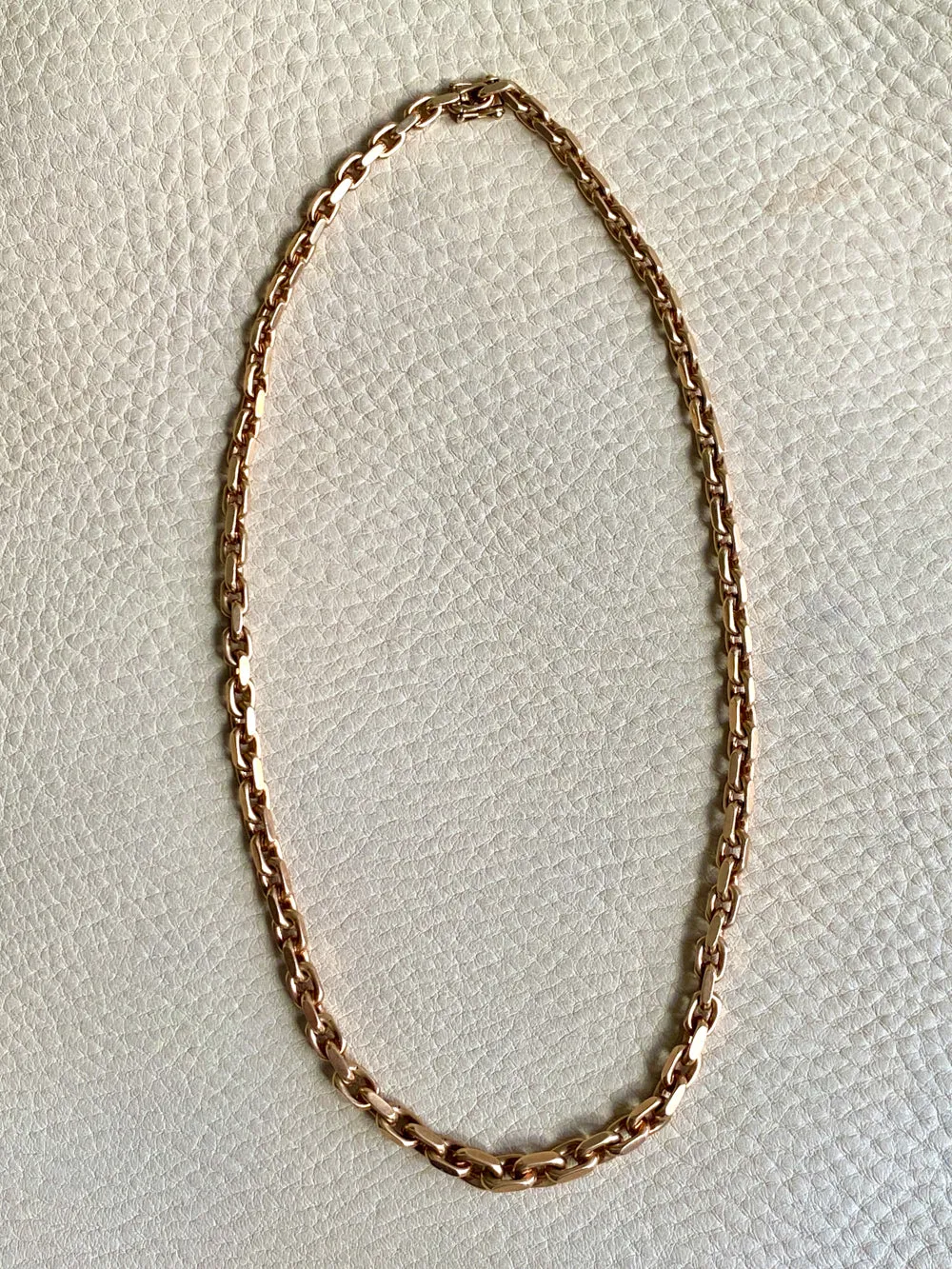 WHOA 45g Midcentury era biker link necklace! - solid 14k gold links- 16.5 inch length