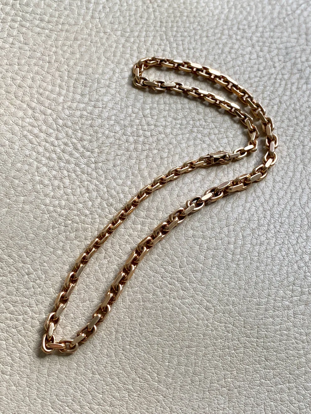 WHOA 45g Midcentury era biker link necklace! - solid 14k gold links- 16.5 inch length