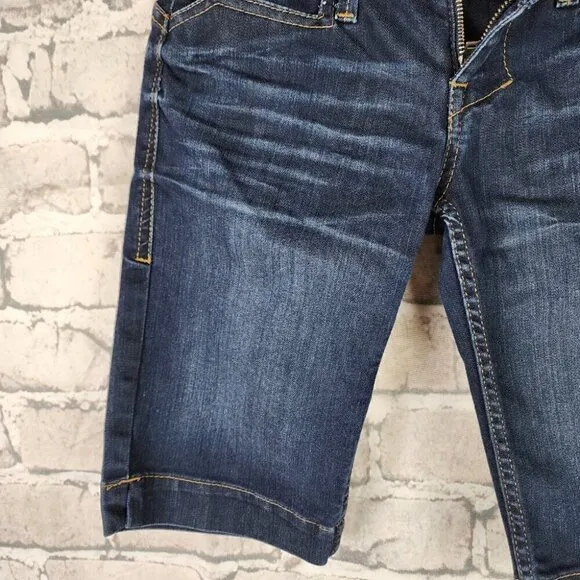 William Rast Lisa Long Jean Short Jort Dark Wash Size 26 Y2K Streetwear