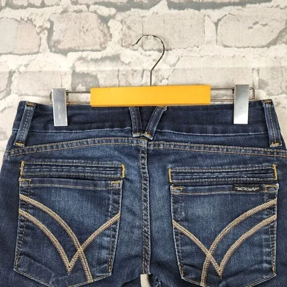 William Rast Lisa Long Jean Short Jort Dark Wash Size 26 Y2K Streetwear