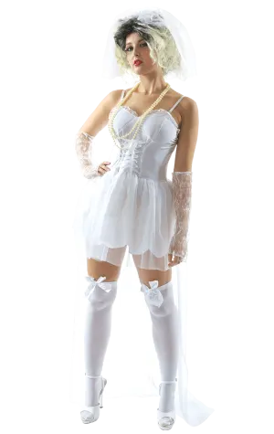 Womens 80s Virgin Bride Madonna Costume