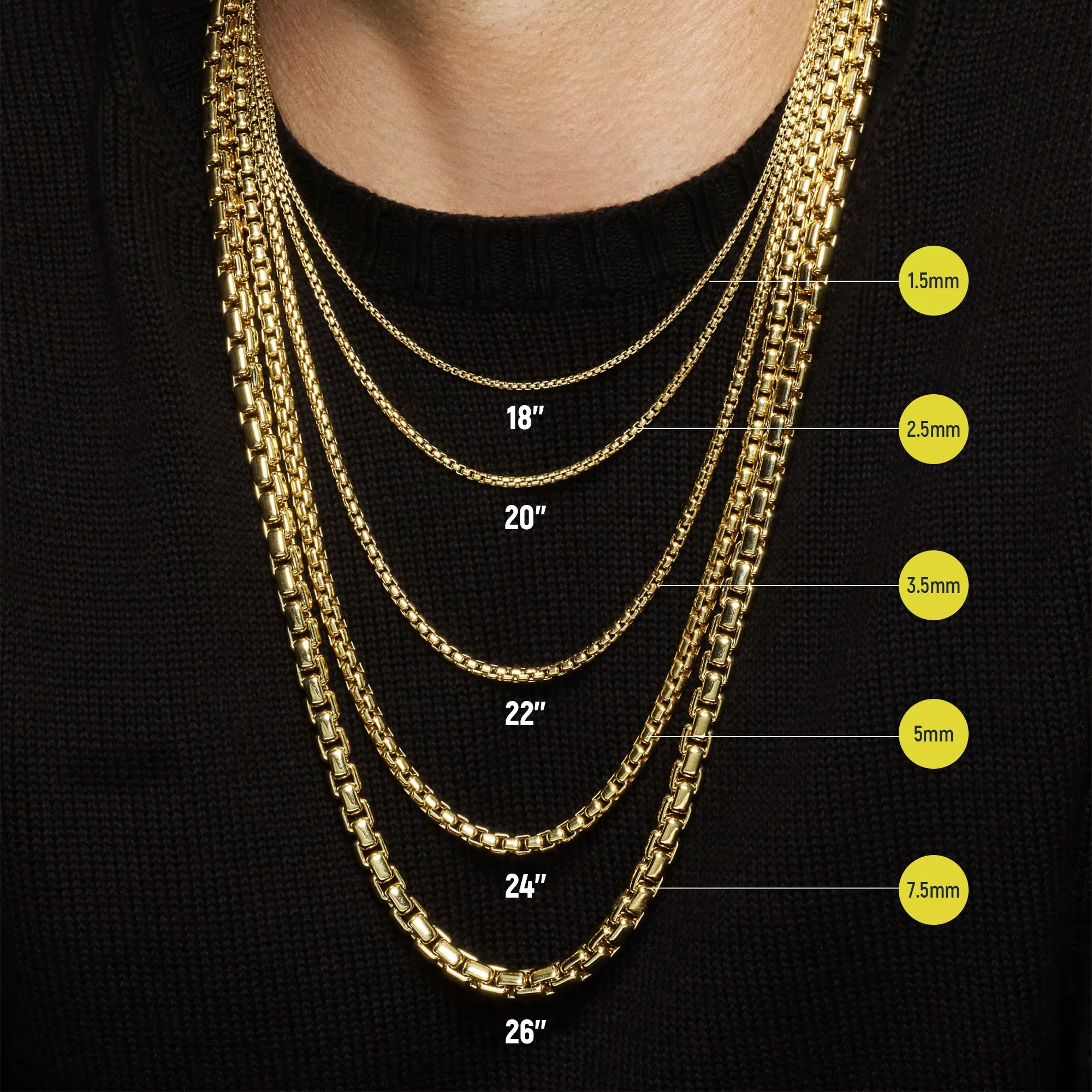 Women's Box Chain - Yellow Gold