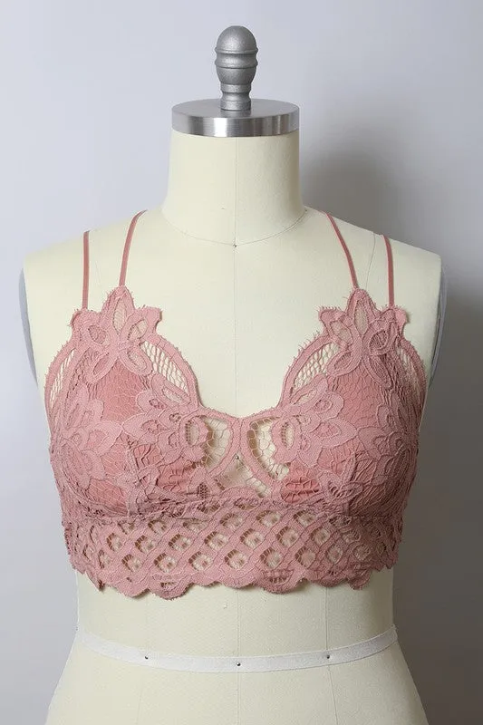 X-Large Padded Crochet Lace Longline Bralette