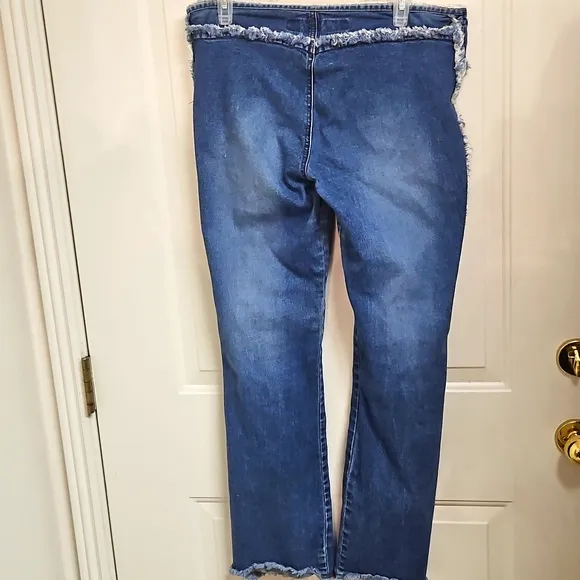 Y2K Mudd Yo! Vintage Y2K Mid Rise Raw Fringe Trim Stretch Flare Jeans Juniors 13
