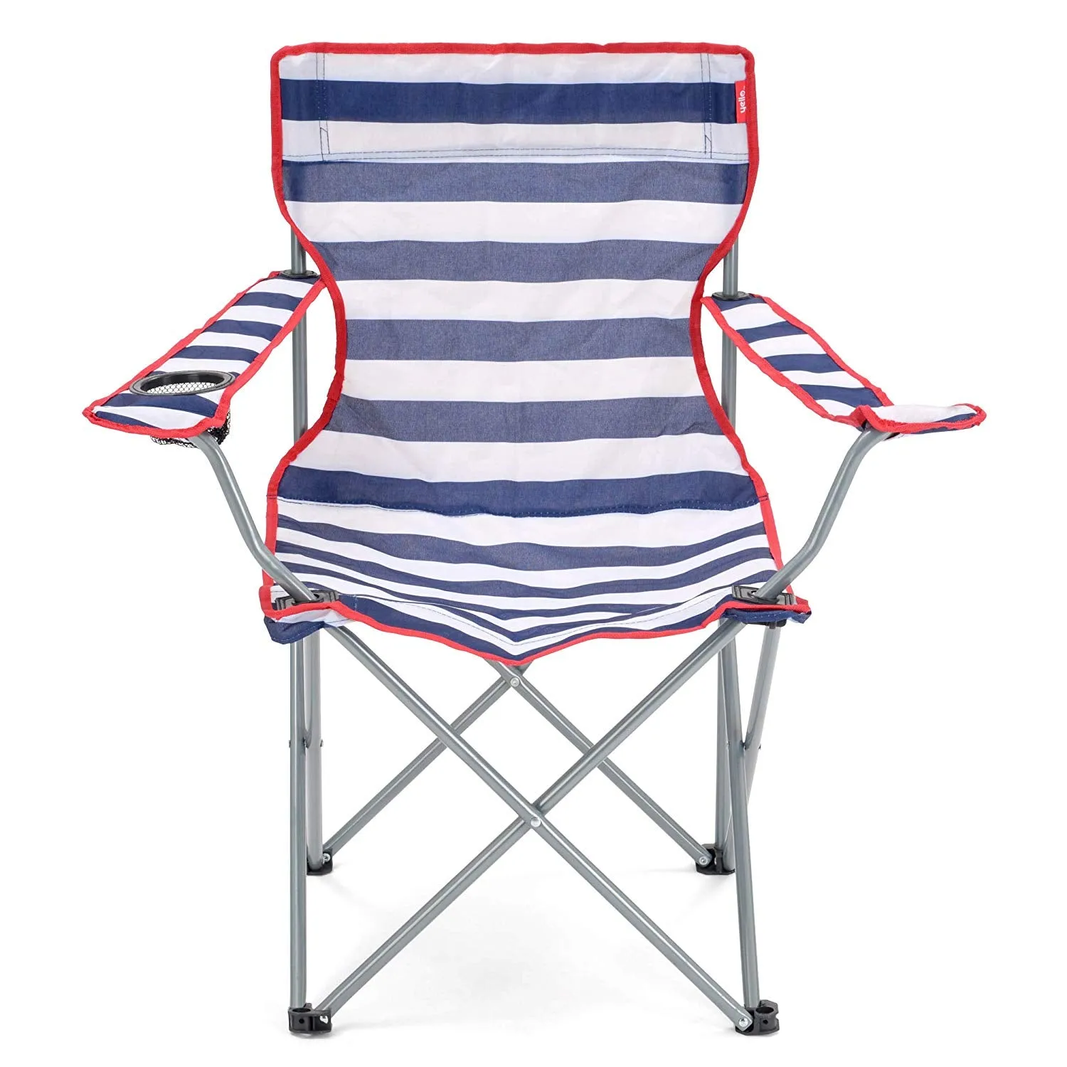 Yello Folding Beach Chair For Camping, Fishing Or Beach - Striped Blue/White