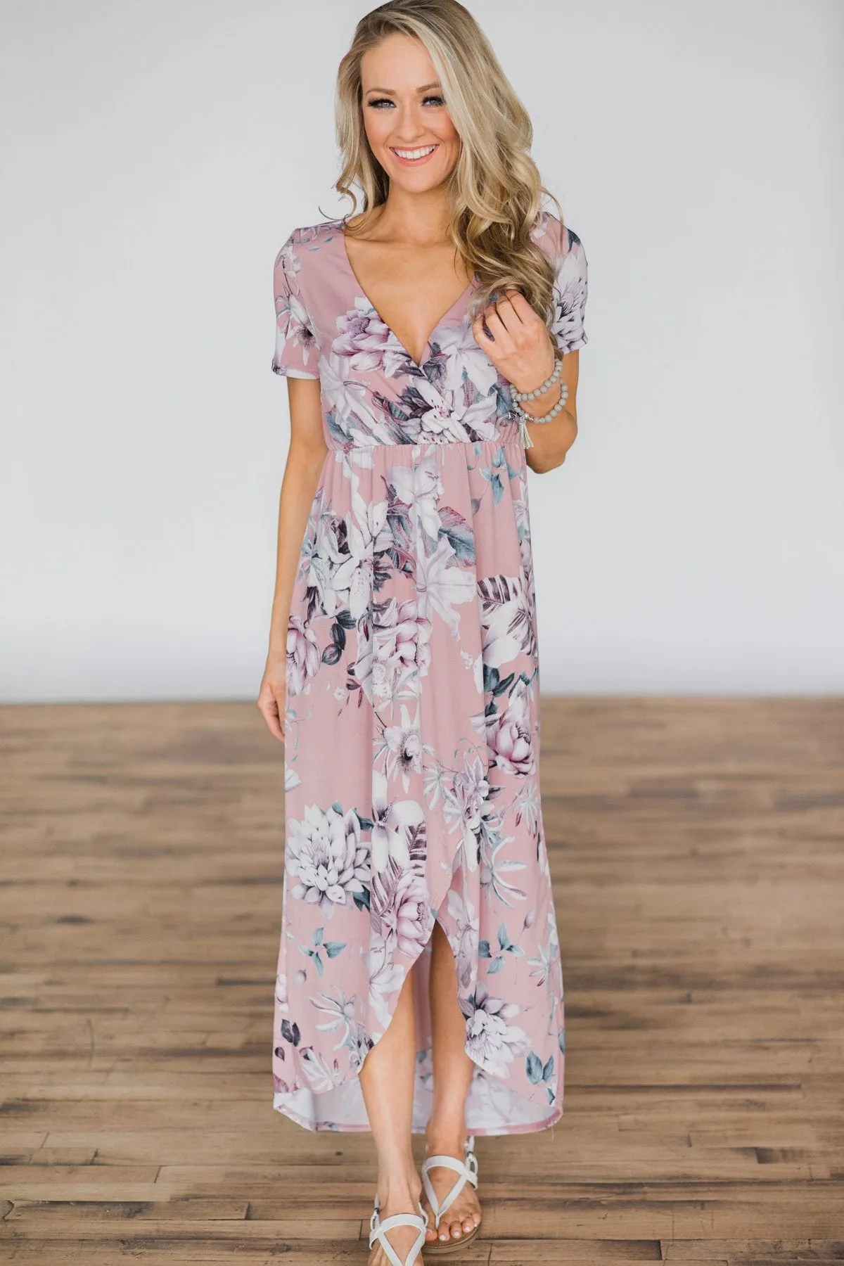 You're the One I Want Floral Dress- Dusty Rose