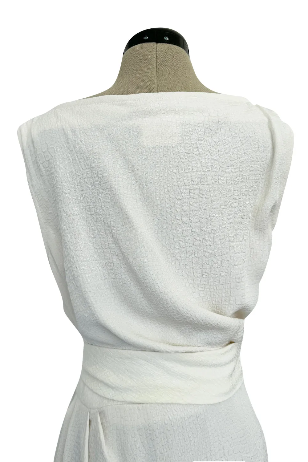 Yves Saint Laurent Spring 1993 minimalist White Dress w Raised Reptile Print