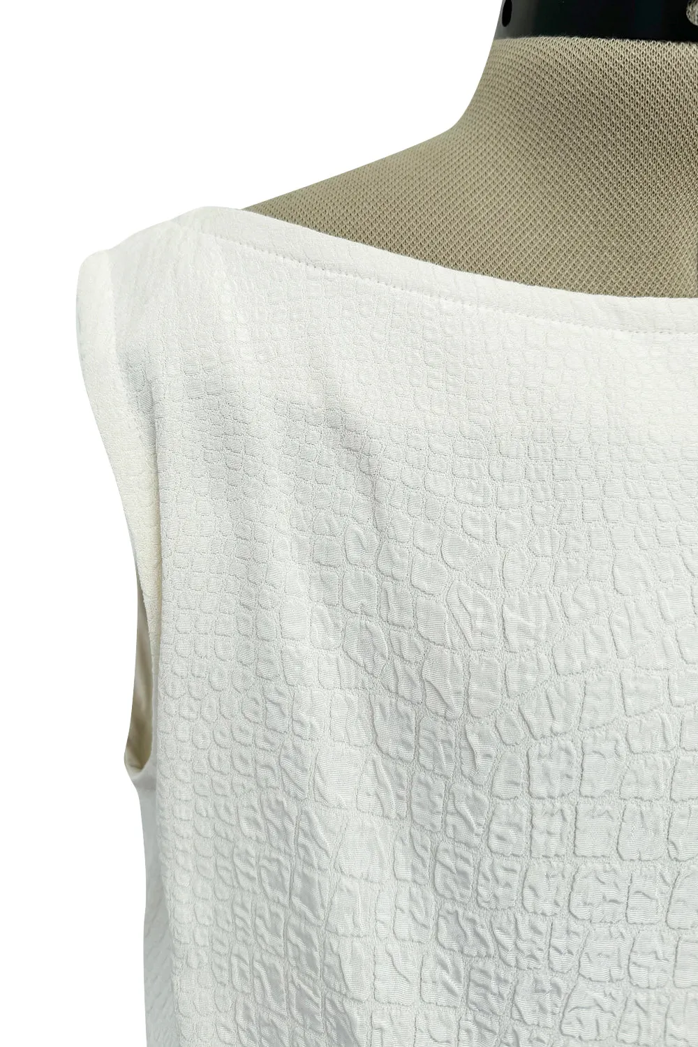 Yves Saint Laurent Spring 1993 minimalist White Dress w Raised Reptile Print